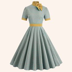 Hemline / Train:Midi; Season:Spring  Summer; Sleeve Length:Short Sleeve; Look After Me:Machine wash,Wet and Dry,Washable; Gender:Women's; What's in the box:Dress; Types:Dress,Swing Dress,Flare Dress; Holiday:Masquerade; Style:Retro Vintage,1950s,Rockabilly,A-line; Occasion:Masquerade,Date; Material:Cotton; Age Group:Adults'; Pattern:Plaid / Check; Listing Date:02/23/2024 1920s Womens Fashion, 1950 Fashion Women, Olivia Art, Vintage 1950s Dresses Parties, Historical Clothing Patterns, Dress Types, 1950s Rockabilly, 1920s Fashion Women, Box Dress