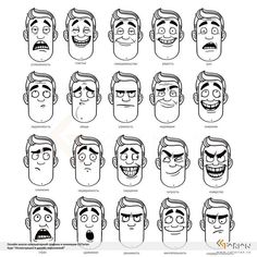 cartoon faces with different facial expressions for each individual to see in their own face shape