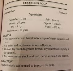 an open book with instructions on how to use cucumber soap