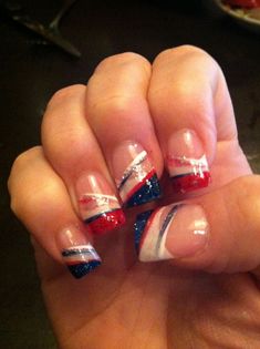 Redken Products, 4th Of July Nail Art, Do It Yourself Nails, Nails Acrylic Almond, 4th Of July Nail, Nails Round, Patriotic Nails, Usa Nails, Nails Designs Short