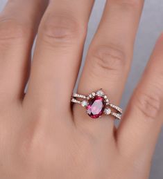 Ruby Ring, Rose Gold Ruby Opal Wedding Ring Set, July Birthstone Ring, Opal Stacking Band, Ruby Dainty Ring, Promise Ring, Anniversary Ring Unique wedding set,perfect as engagement/wedding ring, birthday or anniversary gift, etc. If you need one more wedding band, please see the below link: www.etsy.com/listing/851040980/opal-stacking-band-dainty-opal-ring-opal?ref=shop_home_active_1 Opal ring set: www.etsy.com/listing/685847028/opal-ringwhite-fire-opal-engagement-ring?ref=shop_home_feat_2&b Opal Wedding Ring Set, Ruby Engagement Ring Set, Star Ruby Ring, Gold Wrap Ring, Opal Engagement Ring Set, Opal Wedding Ring, July Birthstone Ring, Silver Opal Ring, Opal Wedding Rings