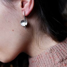 These architectural earrings are the combination of a dome and a silver bar. They are made of sterling silver in my workshop in Madrid (Spain). The minimalist jewelry is perfect for your casual outfit and great as a complement for a special ocasion.   Asymmetric earrings inspired by geometrical and architectural designs. MATERIALS and FINISHES - Materials - Silver  - Posts Material - Silver - Ear Back Material - Silver - Finishes - Matte  SIZES - Length - 3,5 cm (1  3/8 inches) - Post Length - 1 Architectural Jewelry Design, Architectural Earrings, Architect Gift, Architectural Jewelry, Edgy Jewelry, Handmade Silver Jewellery, Abstract Earrings, Asymmetrical Earrings, Contemporary Earrings