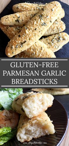 gluten - free parmesan garlic breadsticks on a plate