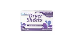 a box of dryer sheets sitting on top of a white surface