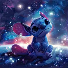 a cartoon character sitting on the ground with stars in the background