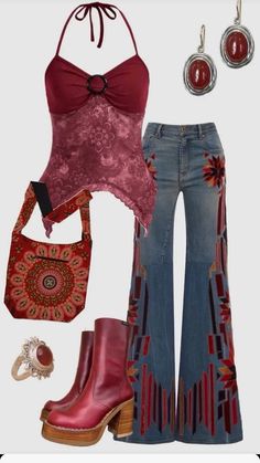 Hippie Outfits 70s, Disco Outfits, 70s Outfit, Outfits 70s, Grandma Fashion, 70s Outfits, Earthy Outfits, Disco Outfit, Swaggy Outfits