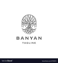 the logo for banyann tagline is an abstract tree with roots and leaves