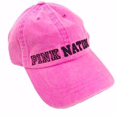 Victoria's Secret Pink "Pink Nation" Baseball Hat “Pink/Black” Adjustable Clip In Back Room For Pony Tail 100% Cotton Hand Wash Cold Only One Size Fits Most Vs Or Pink Gift With This Purchase ! Don’t Forget To Check Out The Matching Pink Nation Chug Mug Casual Pink Hats With Adjustable Fit, Pink Hat With Flat Brim, Pink Flat Brim Hat, One Size Fits Most, Pink Visor Hats One Size, Flat Brim Pink Hat One Size, Pink Visor Hat One Size Fits Most, Pink Visor Hat, Pink Cotton Sports Hat, Pink Sports Visor Baseball Cap