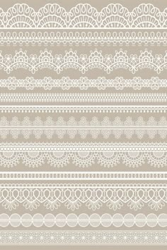 a set of white lace borders on a beige background