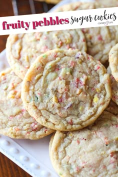 white chocolate chip cookies with sprinkles on a plate