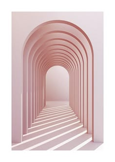 an arch in the middle of a pink wall