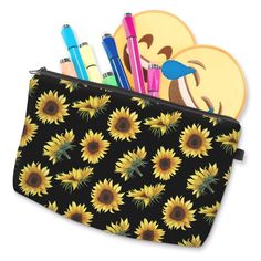 cheap gift bags Toiletry Pouch, Sunflower Print, Travel Pouch, Kids Backpacks