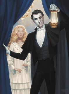 a painting of a man and woman dressed up as dracula