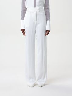 Find GENNY Pants on Editorialist. Pants GENNY Woman color White Luxury White Bottoms For Evening, Luxury White Bottoms For Evening Wear, Luxury White Pants For Spring, Luxury White Wide Leg Bottoms, Luxury White Wide-leg Bottoms, Luxury White Evening Pants, Luxury White Straight Leg Bottoms, Luxury Wide Leg Pants For Spring, Luxury Summer Trousers