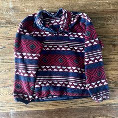 Rare From 90s In Great Preowned Condition! 90s Patagonia Fleece. Made In The Usa Size-L Measurements: Armpit To Armpit- 23 Inches Top To Bottom- 29 Inches 90s Patagonia, Patagonia Fleece, Vintage Color, Patagonia, Men Sweater, Man Shop, Red, Pattern, Blue