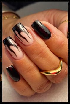 Matte Black Flame Nails, Black Nail Designs Flames, Black With Flames Nails, Black Acrylic Nails Flames, Almond Nails Designs Flame, Black Flame Nails Square, Fire Design Nails Short, Flame Black Nails, Black Nails With Flame Design