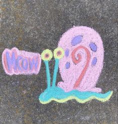 a drawing of a snail with the word mom written on it