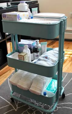 an image of a cart with diapers on it