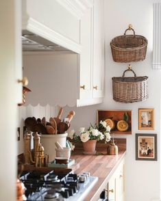 the kitchen counter is clean and ready to be used as a cooking area for cookbooks