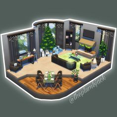 an image of a living room in the middle of a house with furniture and decorations