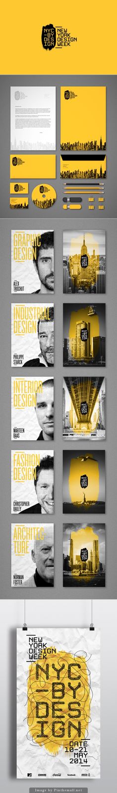 four different banners with the words graphic design in yellow and black on them, each featuring an image of a man's face