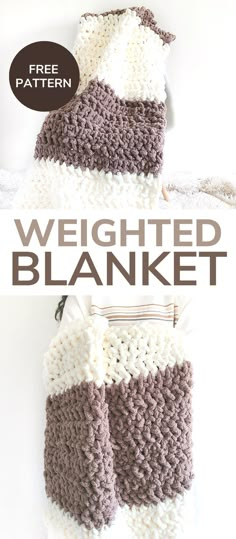 a crocheted blanket is shown with the text overlay that says, weighted blanket