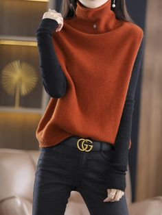 2023 100% Pure Wool Turtleneck Waistcoat Women's Knitted Vest New Autumn And Winter Sleeveless Top Waistcoat Woman, Look Jean, Turtleneck Sleeveless, Knit Dresses, Sleeveless Jumper, Knitted Vest, Preppy Aesthetic, Wool Turtleneck, Top Sweater