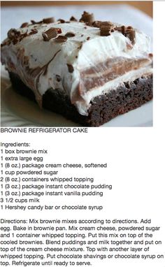 a recipe for brownie refrigerator cake