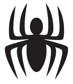 a black spider logo on a white background