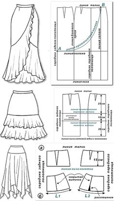 the pattern for a skirt with ruffles on it and instructions to sew