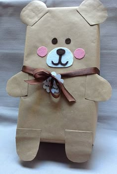 a brown paper bag with a bear on it