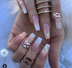 Fantastic Nails, Tapered Square Nails, Gem Nails, Luxury Nails, Gel Nail Art, Nail Arts, Square Nails