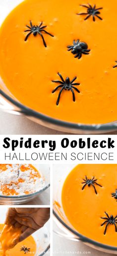 spider oobleck halloween science experiment for kids