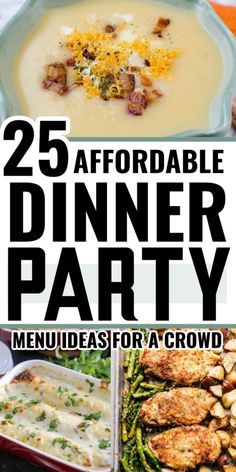 the cover of 25 memorable dinner party menus for a crowd, including broccoli and