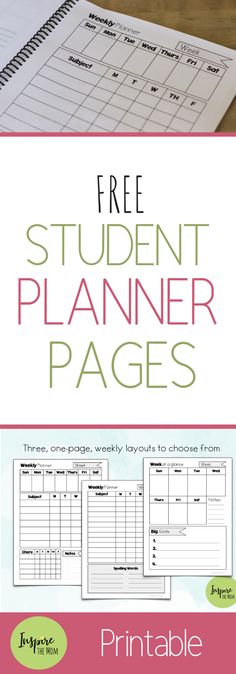 a printable student planner page with the text, free student planner pages on it