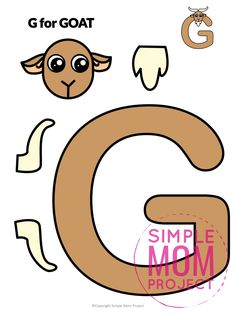 the letter g for goat is made up of different shapes and sizes, including an animal's head