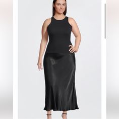 Karen Millen Size 16 Us Color Black Sold Out Retails For $138 Invest In Timeless Closets With This Glossy Skirt, Crafted From Premium Viscose Satin That Sits Comfortable On The Waist And Elegantly Falls To A Maxi Hemline. From Sleek Office Attire To Sophisticated Day Wear, This Piece Is The Foundation To Any Capsule Outfit Plus Size Silk Skirt Outfit, Silk Skirt Outfit, Satin Skirt Outfit, Skirts Plus Size, Sleek Office, Karen Millen Dress, Statement Skirt, Winter Capsule, Capsule Outfits