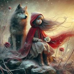 Red Riding Hood Art, Wallpaper Paper, Red Ridding Hood, Fantasy Wolf, Big Bad Wolf, Red Hood, Wolf Art, Cartoon Movies, Little Red Riding Hood