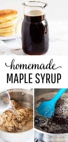 homemade maple syrup in a pan with ingredients to make it look like they are being cooked