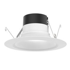 an image of a white downlight with black trim