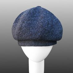 image 0 Blue Flat Cap For Fall, Fitted Blue Flat Cap, Blue Wool Cap, Herringbone Tweed, Beret Hat, Harris Tweed, Berets, Herringbone, Swirl