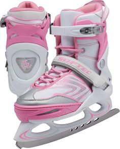 Designed for comfort, warmth and durability, the Jackson Ultima® Youth Softec Vibe Adjustable Figure Skates will help your young athlete hone their skills on the ice. Perfect for children, the sizing can be adjusted to accommodate growing feet. The external skeletal structure provides support in the rink, while the soft, inner boot offers comfort for all day fun. The bold, bright colors lets them show off their style on the ice. FEATURES: Recreational figure skates Durable external skeletal stru Pink Ice Skates, Skateboard Aesthetic Skater Girls, Kids Ice Skates, Skeletal Structure, Skate Vibes, Figure Skates, Figure Ice Skates, Ice Skating Outfit, Soft Boots