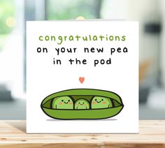 two peas in a pod greeting card with the words, we're like two peas in