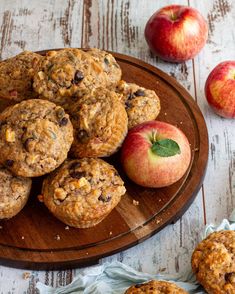 Muffins pommes, graines de citrouille et chocolat - Julie DesGroseilliers Dessert Muffins, Sans Gluten, Apples, Cake