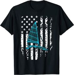 Ice Sailing Captain American Flag Patriotic T-Shirt