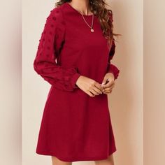 New Beautiful Dress Sh2736 Chic Red Midi Length Long Sleeve Dress, Chic Burgundy Knee-length Dress, Burgundy A-line Dress For Fall, Chic Burgundy A-line Dress, Casual Burgundy Midi Dress For Party, Burgundy Mini Dress For Spring, Spring Burgundy Mini Dress, Chic Burgundy Long Sleeve Dress, Red Mini Dresses For Fall