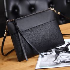 Black Mini Bag, Female Bags, Clutch Purse Black, Designer Clutch Bags, Black Leather Clutch, Leather Crossbody Bags, Small Messenger Bag, Girly Bags, Black Leather Crossbody Bag