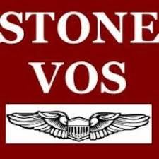 a red sign with the words stone vos on it