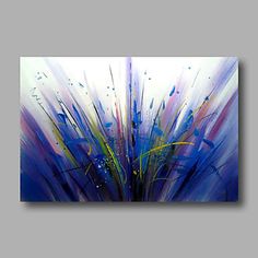 an abstract painting with blue and purple colors