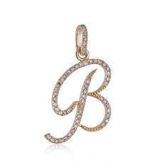 Purity - 14k Yellow Gold Gross Weight - 1.17 Gram Gold Weight - 1.118 Gram Diamond Weight - 0.260 Carat item Size - 22* 17 MM Pave diamond 14k yellow gold B initial pendant!  This pendant is made from natural diamonds pave set in 14k yellow gold. A beautiful piece in good condition. This will look beautiful to wear for any occasion and goes with every outfit. B initial letter pendant - once you have it, you love it! Daily wear Jewelry for Celebration or for any Occasion. Gift for Her, Gifts For Alphabet Pendent Design Gold, Alphabet Pendent Design, Yellow Gold Initial Pendant With Diamond Accents, B Initial, Alphabet Diamond Pendant, Initial B, B Letter, Alphabet Pendant Gold Letters, Gold Initial Pendant